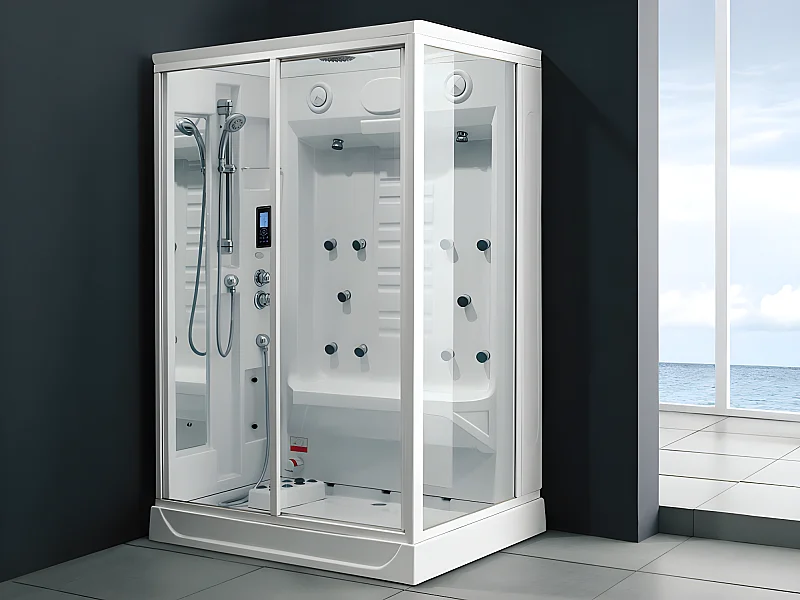 Cabine de douche intégrale - Hammam ARTHEMIS en acrylique renforcé avec 12 jets de massage et pluie tropicale