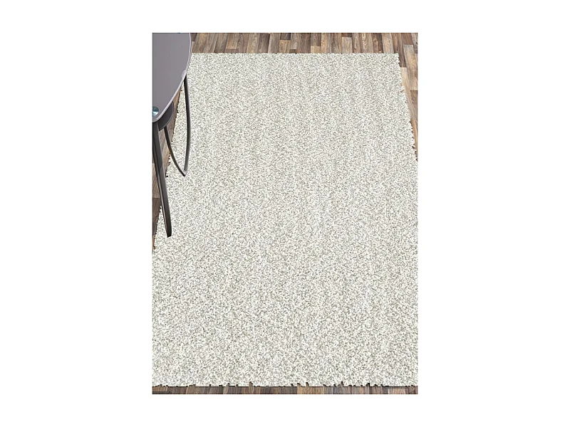 Tapis longs poils shaggy 160x230 rectangle tissé crème motif uni SIMPLE