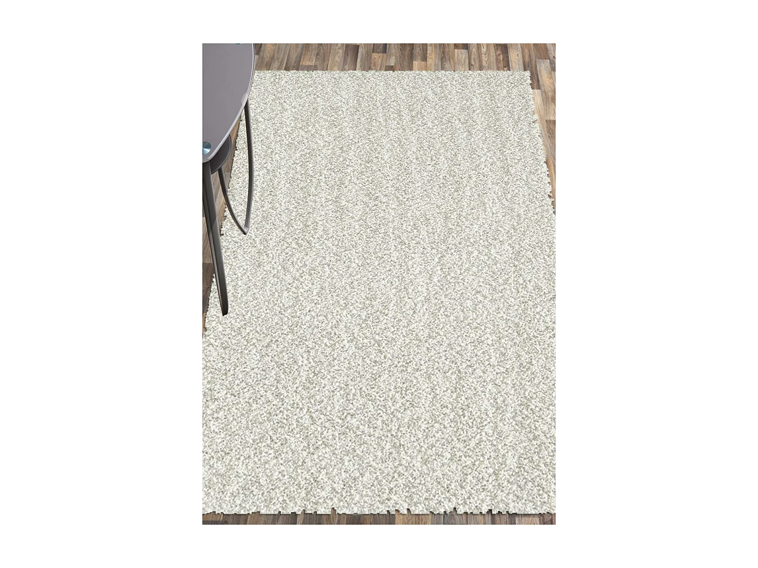 Tapis longs poils shaggy 160x230 rectangle tissé crème motif uni SIMPLE