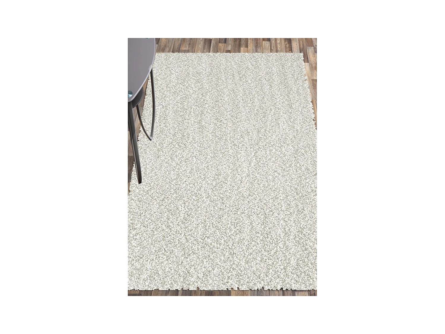 Tapis longs poils shaggy 160x230 rectangle tissé crème motif uni SIMPLE