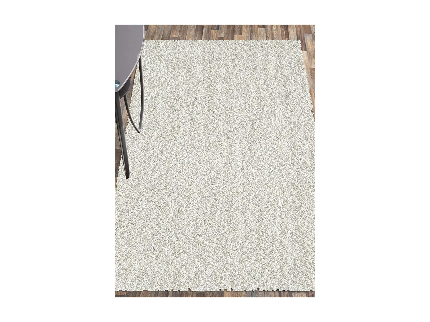 Tapis longs poils shaggy 160x230 rectangle tissé crème motif uni SIMPLE