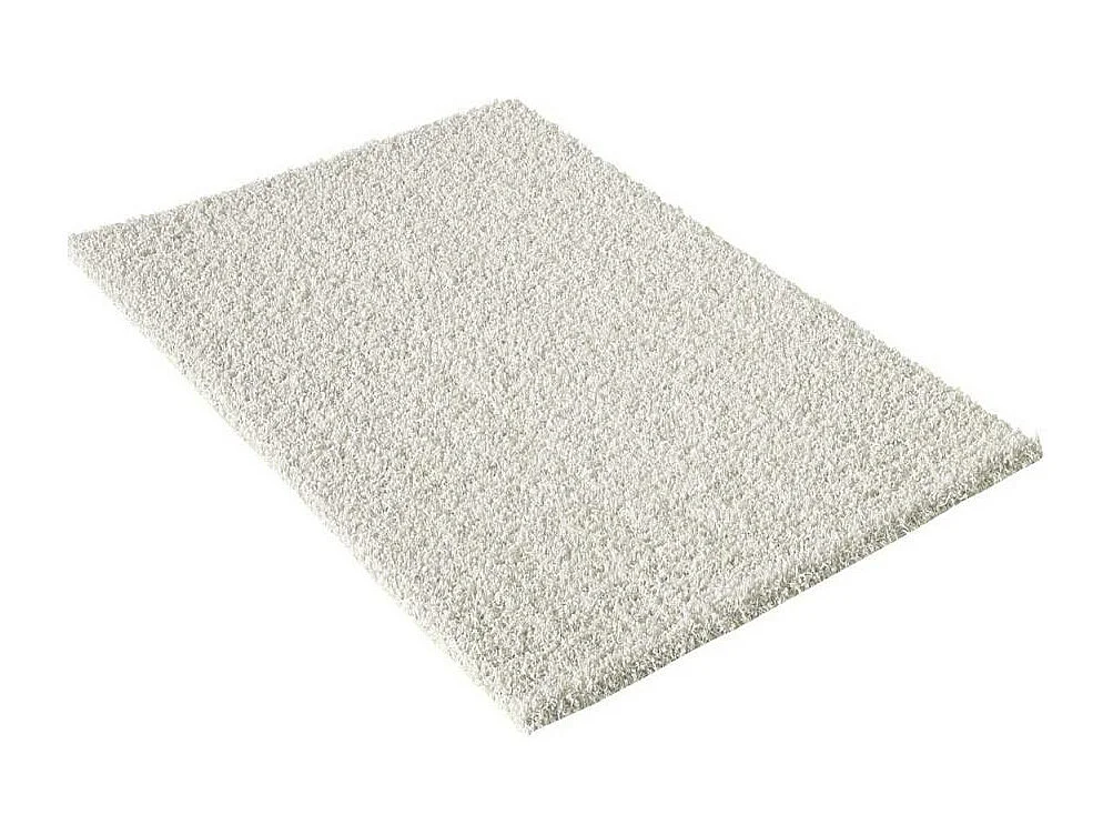 Tapis longs poils shaggy 160x230 rectangle tissé crème motif uni SIMPLE