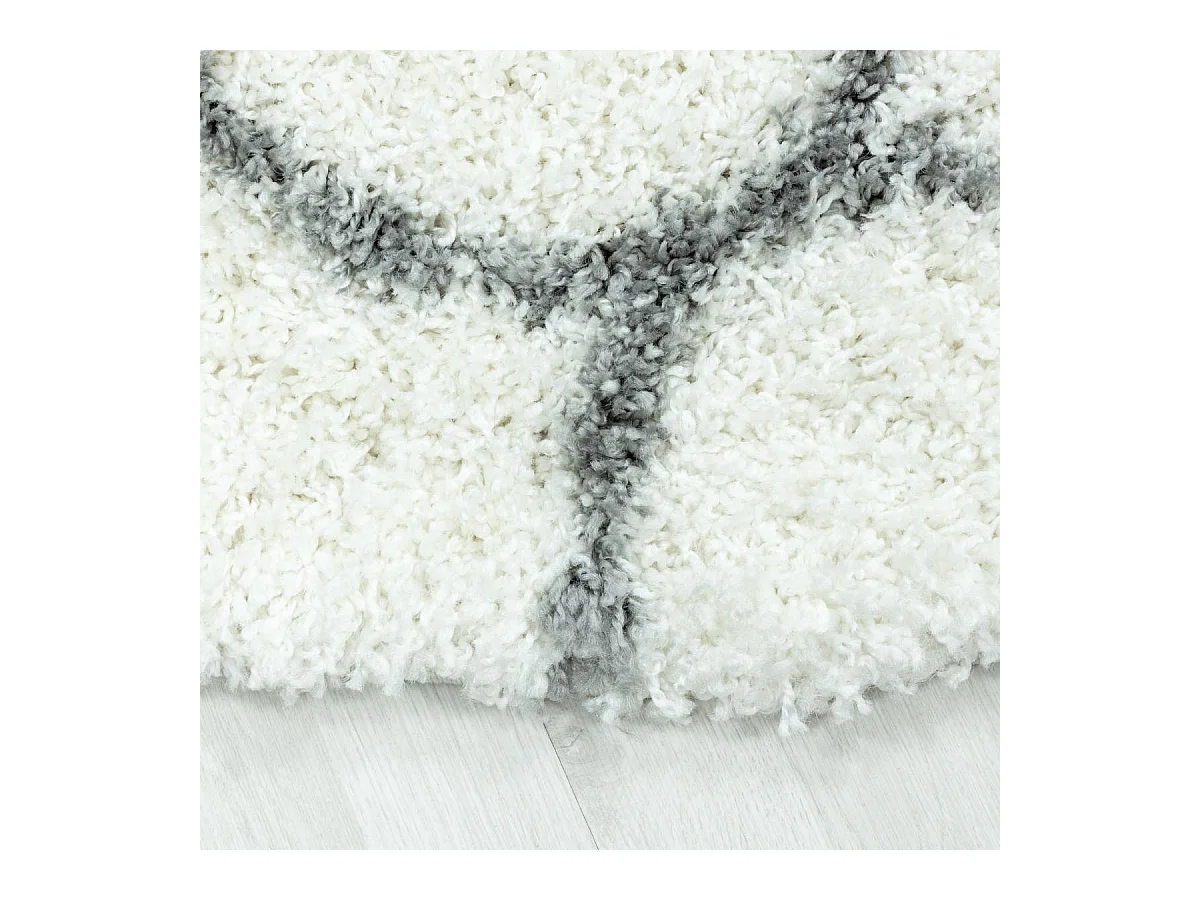 Tapis shaggy Ø80cm rond tissé crème motif scandinave SCANDINAV A