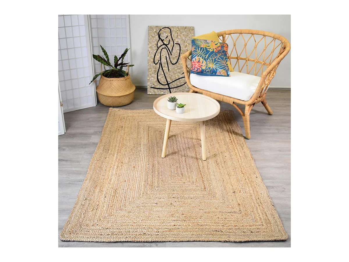 Tapis en jute 160x230 fait à la main sable NATURE