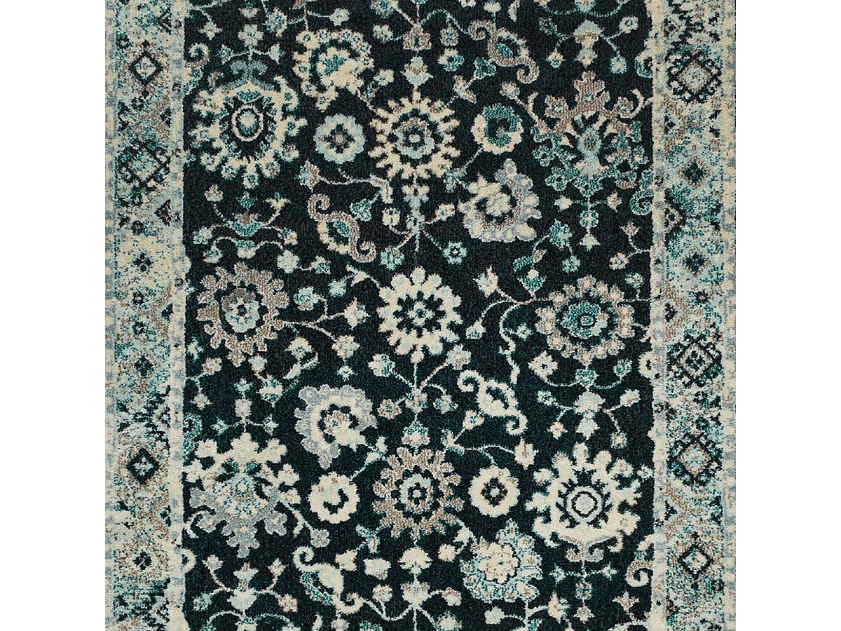 Tapis orient 200x290 rectangle bleu et bleu ciel tissé motif classique OLFA