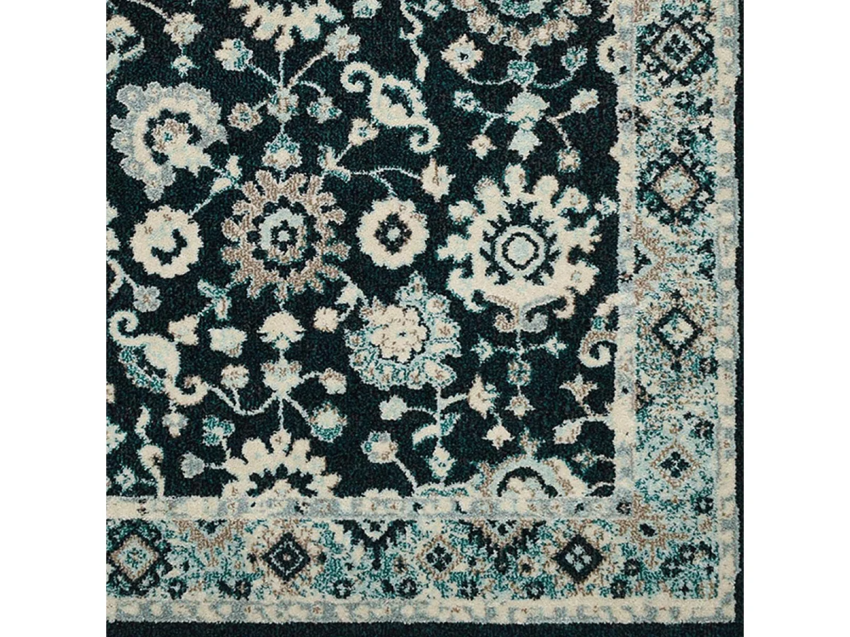 Tapis orient 200x290 rectangle bleu et bleu ciel tissé motif classique OLFA