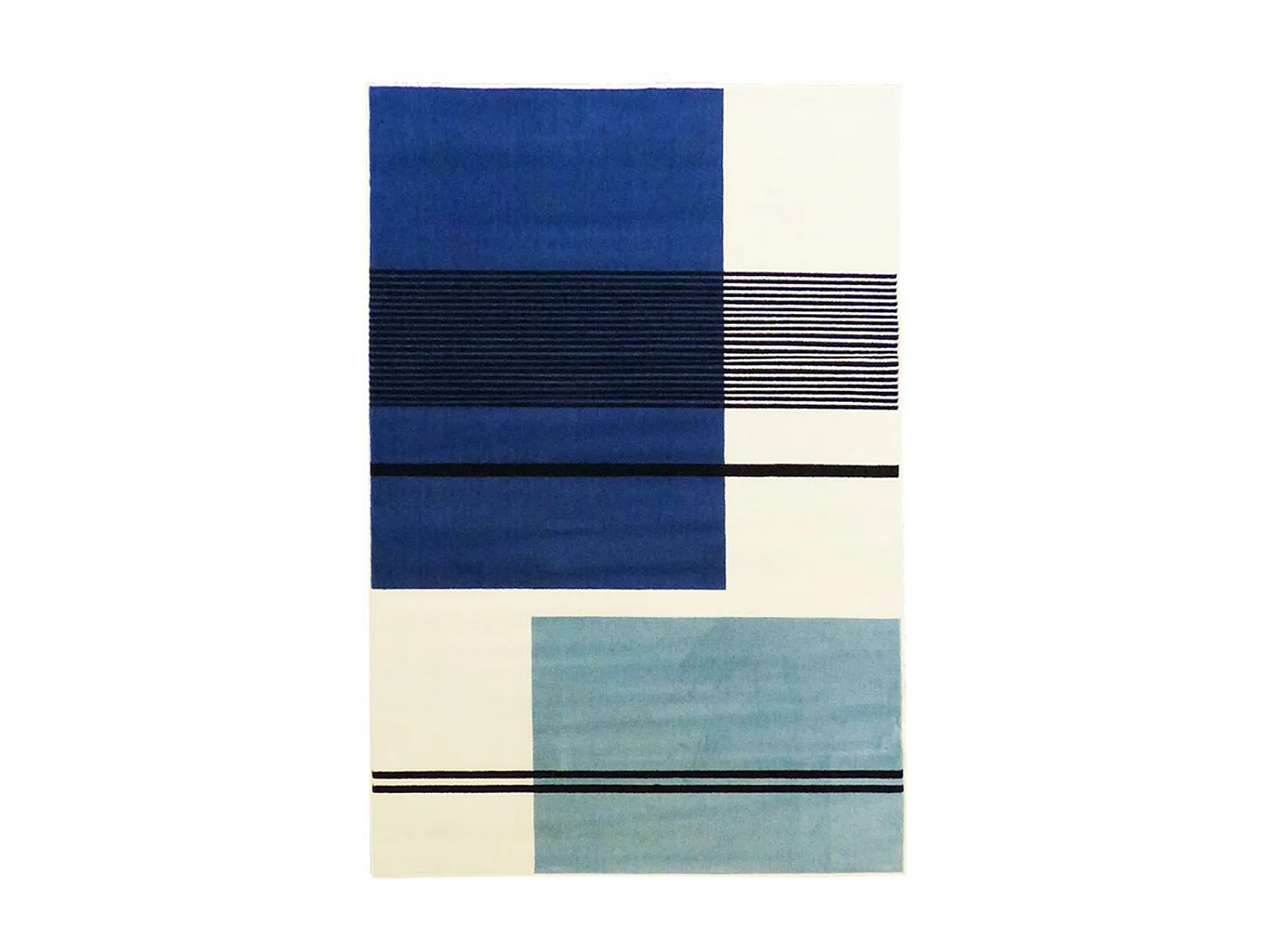 tapis salon 200x290 tissé bleu ciel rectangle motif seventies LYN1 BLUSQUARE
