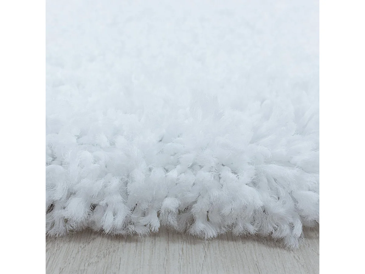 Tapis poils longs shaggy 60x110 rectangle tissé blanc motif uni UNI I