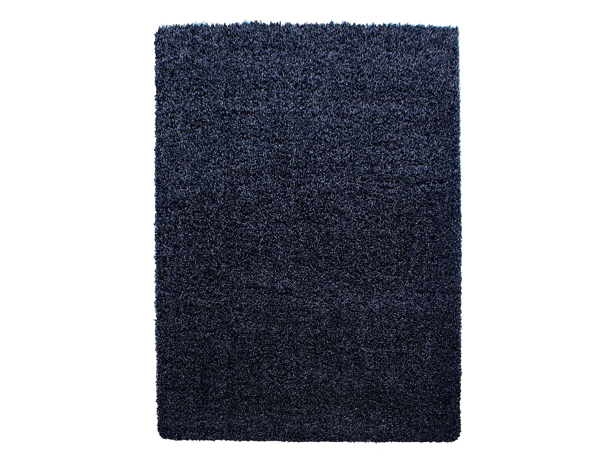 Tapis poils longs shaggy Ø80cm rond tissé bleu marine motif uni UNI L