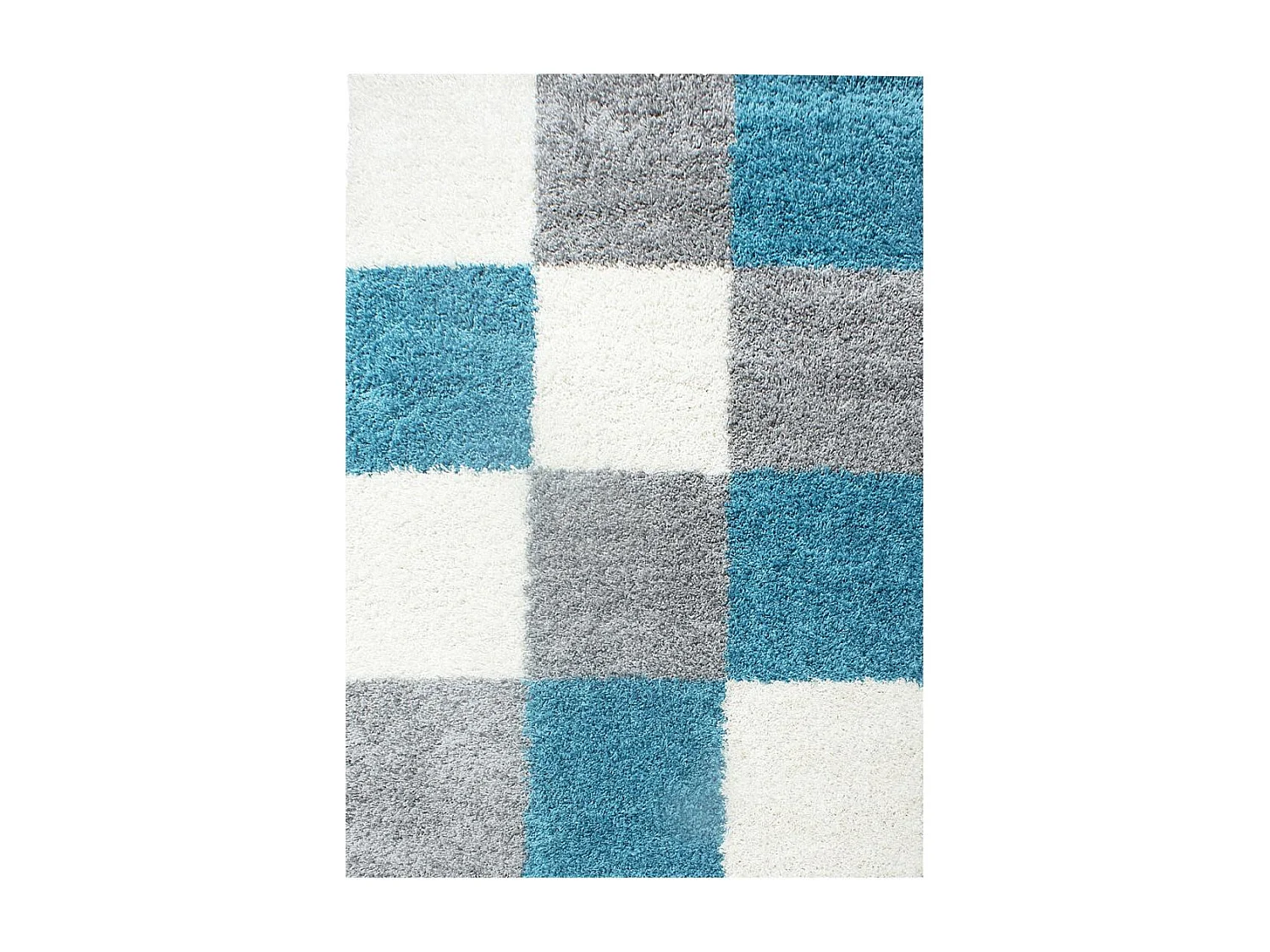 Tapis poils longs shaggy 160x230 rectangle tissé bleu ciel et gris