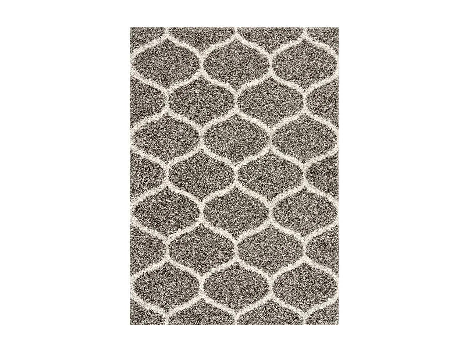 Tapis longs poils shaggy 140x200 rectangle tissé gris motif scandinave