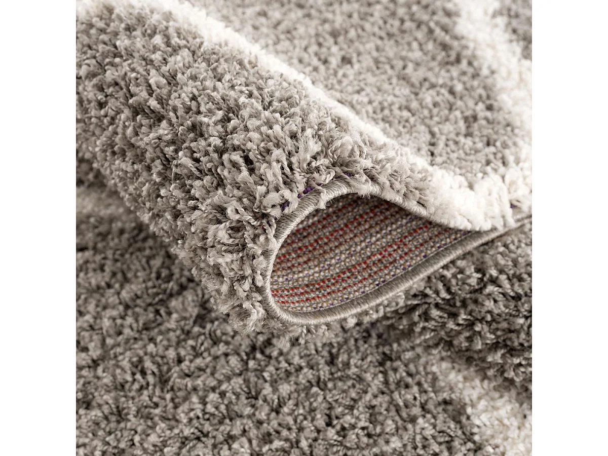 Tapis longs poils shaggy 140x200 rectangle tissé gris motif scandinave