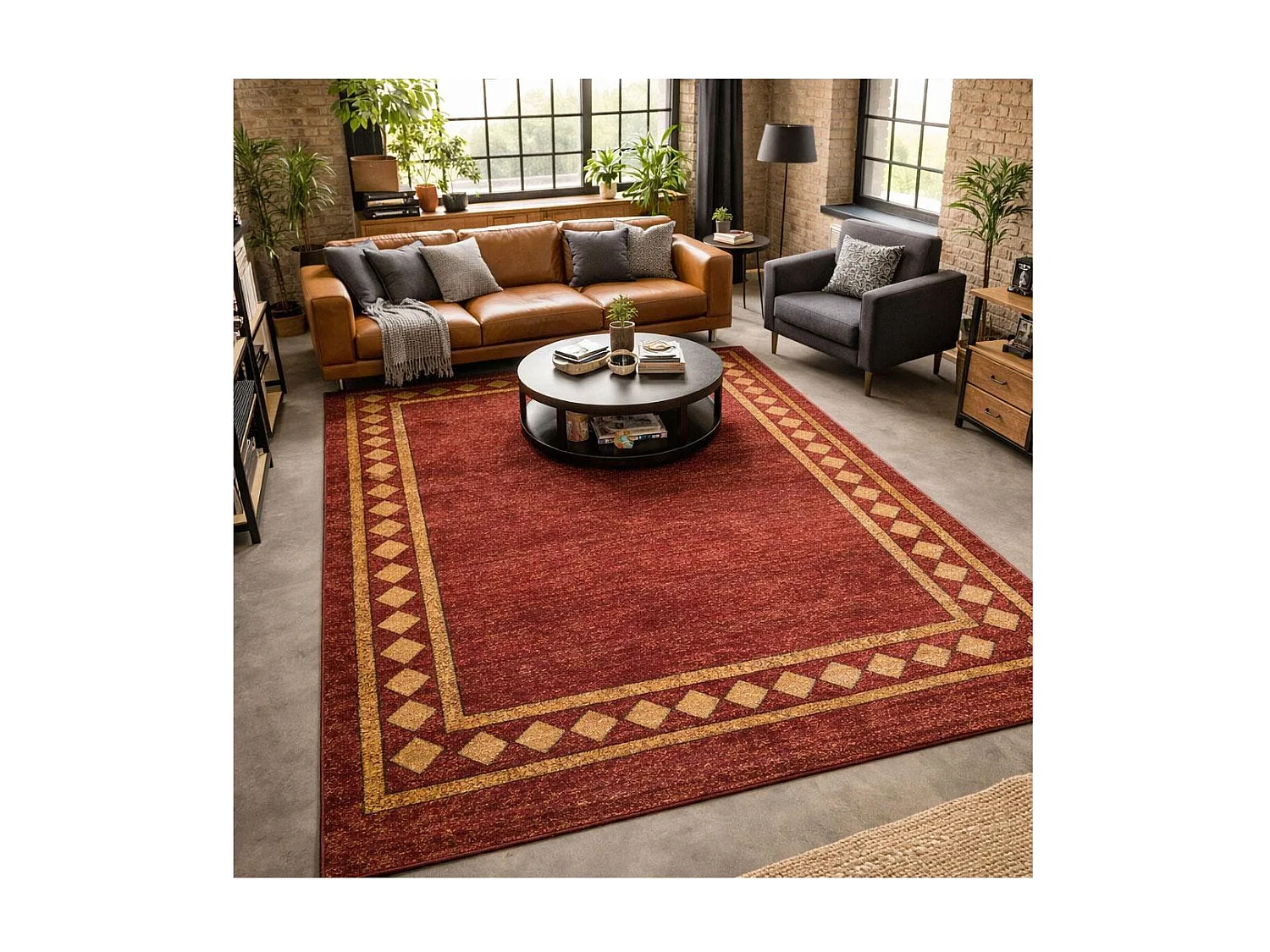 tappeto per camera da letto 100x150 tessuto rettangolo rosso modello semplice CHOBAY 3