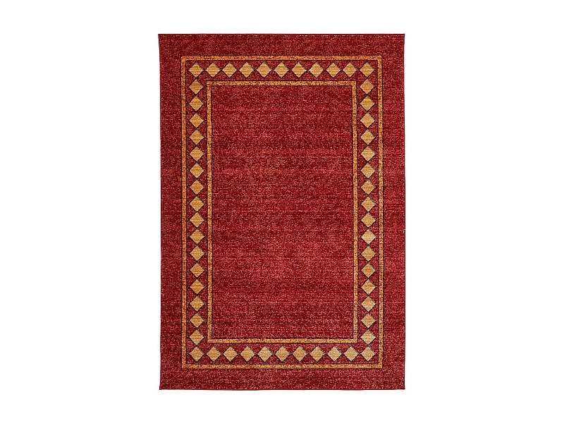tapis chambre 100x150 tissé rouge rectangle motif simple CHOBAY 3