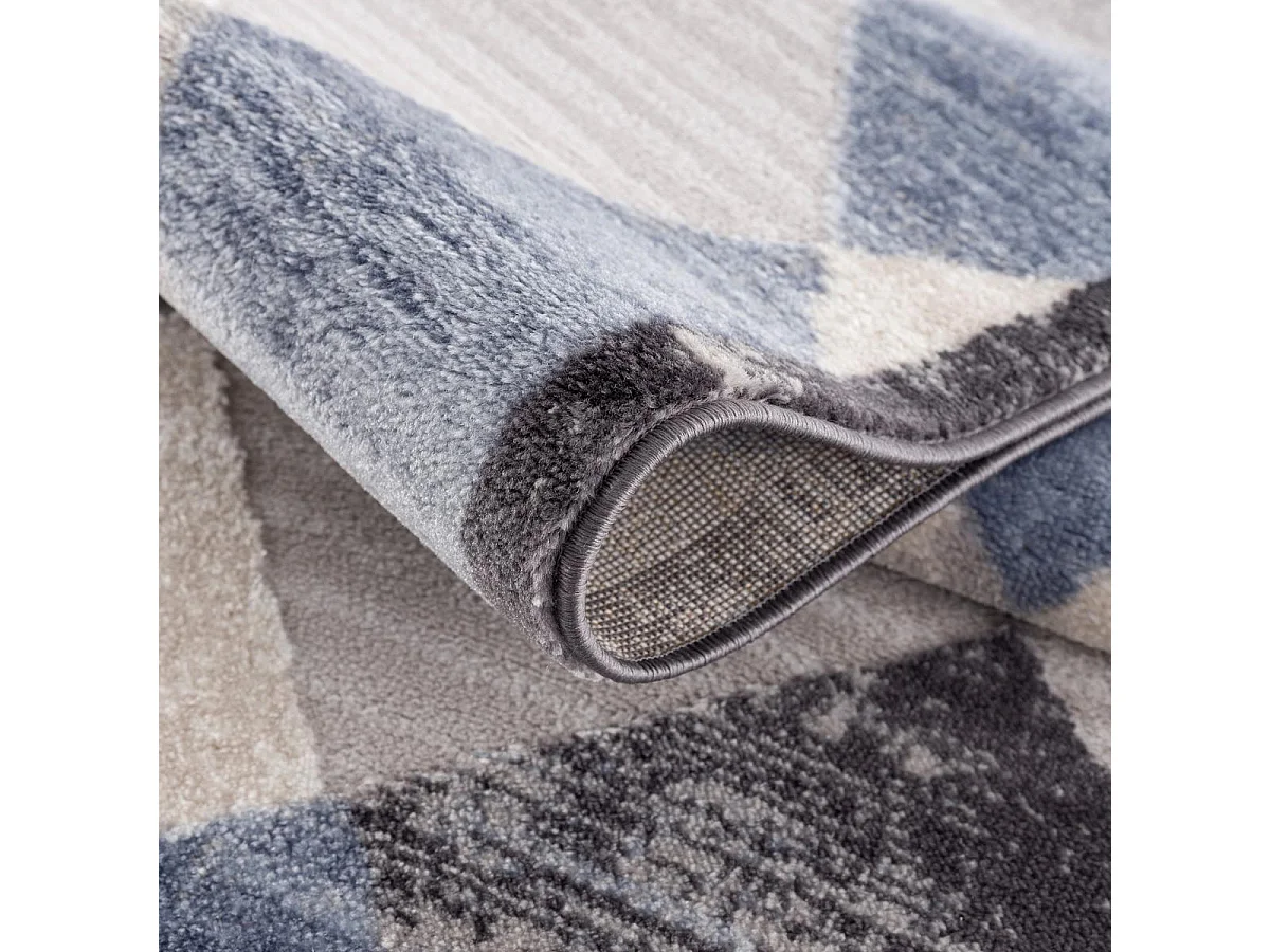 tapis salle à manger 160x220 tissé gris clair et gris foncé motif géométrique