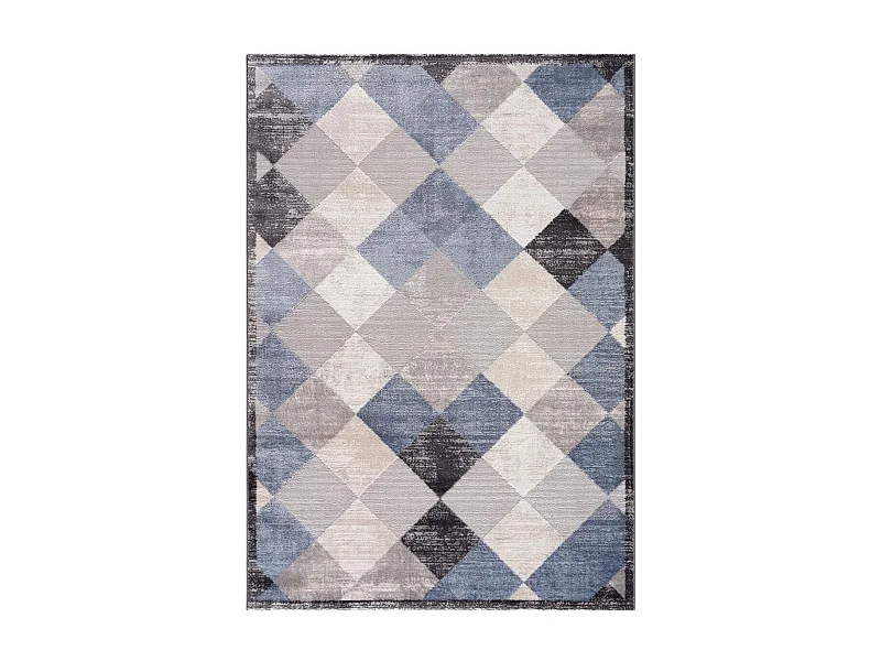 tapis salle à manger 160x220 tissé gris clair et gris foncé motif géométrique