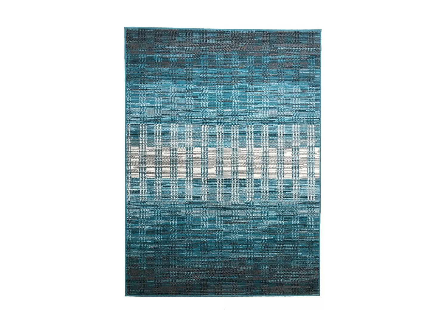 tapis chambre 60x110 tissé bleu et blanc rectangle motif géométrique LYN1 GEOFLOU