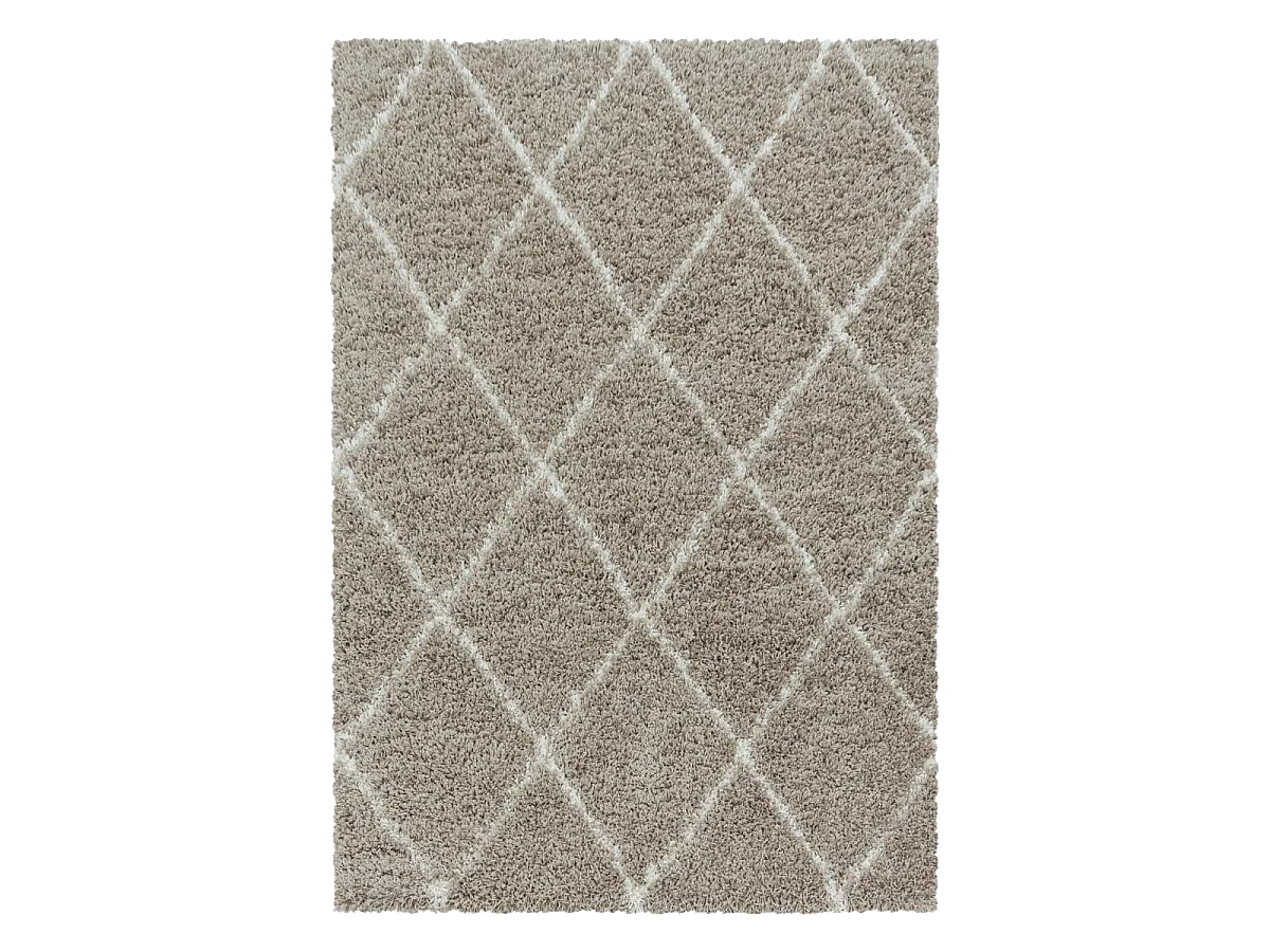 Tapis berbère 80x150 tissé motif losange SHAGGY A beige