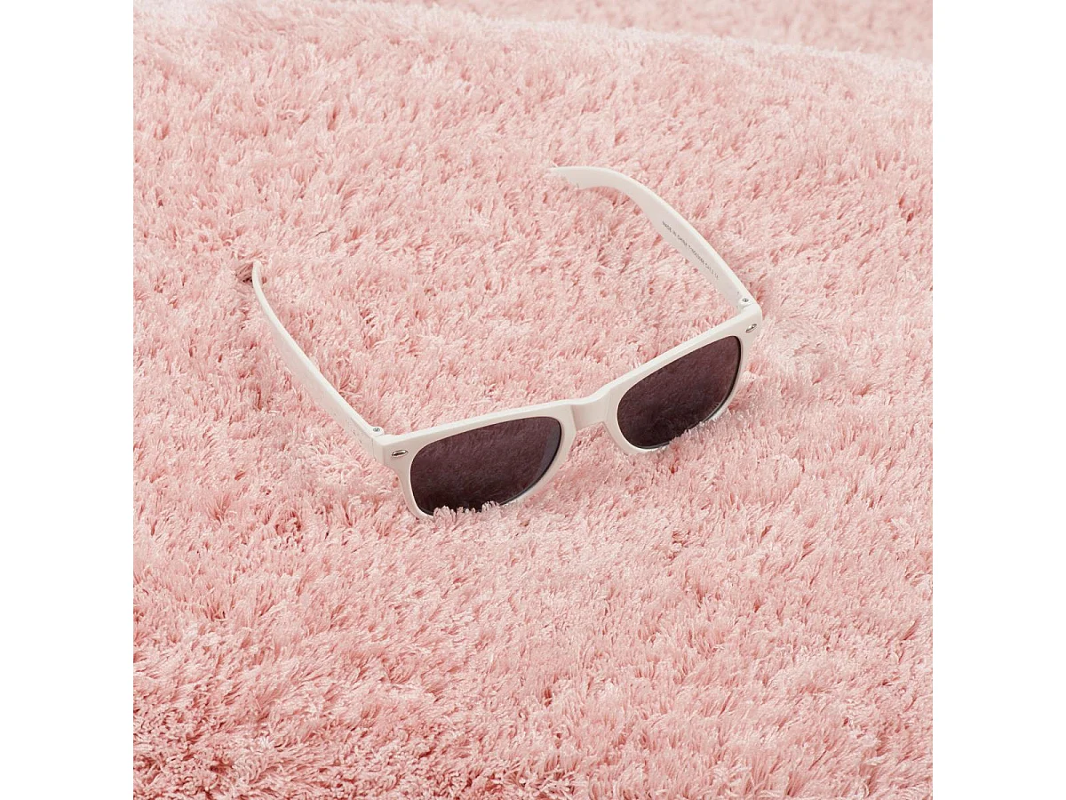 Tapis longs poils shaggy 80x150 rectangle fait à la main rose motif uni CHIC