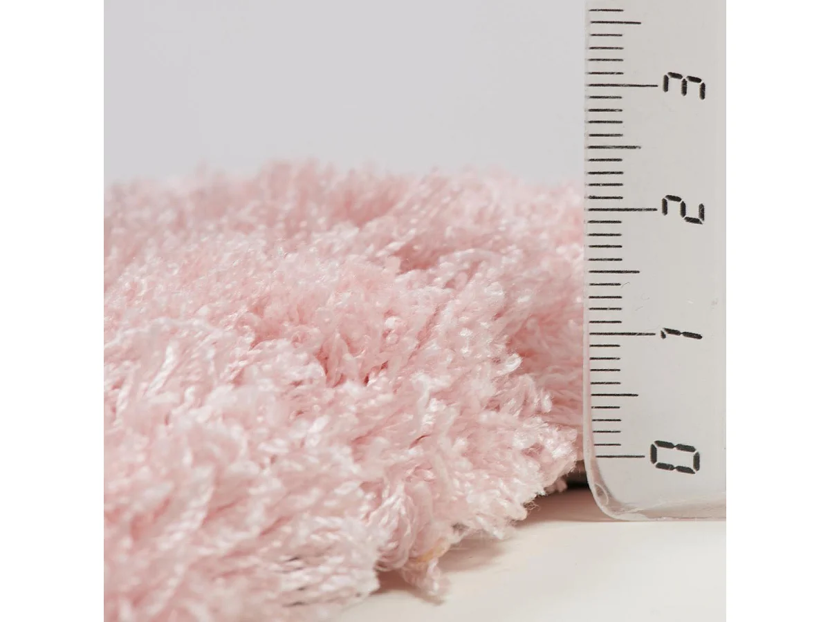 Tapis longs poils shaggy 80x150 rectangle fait à la main rose motif uni CHIC