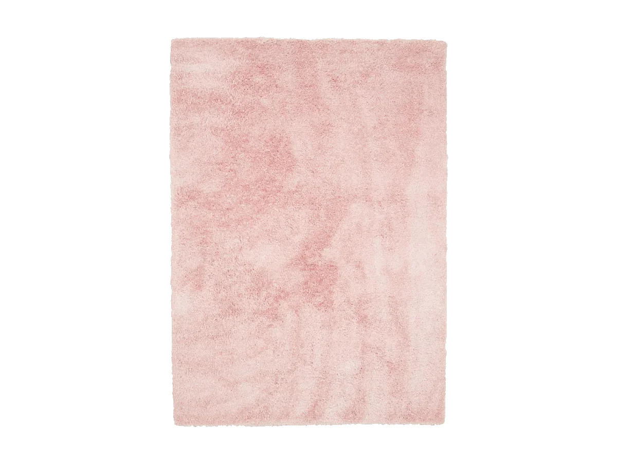 Tapis longs poils shaggy 80x150 rectangle fait à la main rose motif uni CHIC