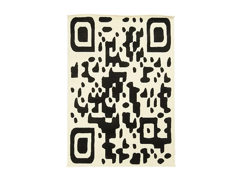 tapis salon 160x225 tissé noir rectangle motif géométrique LYN1 QR