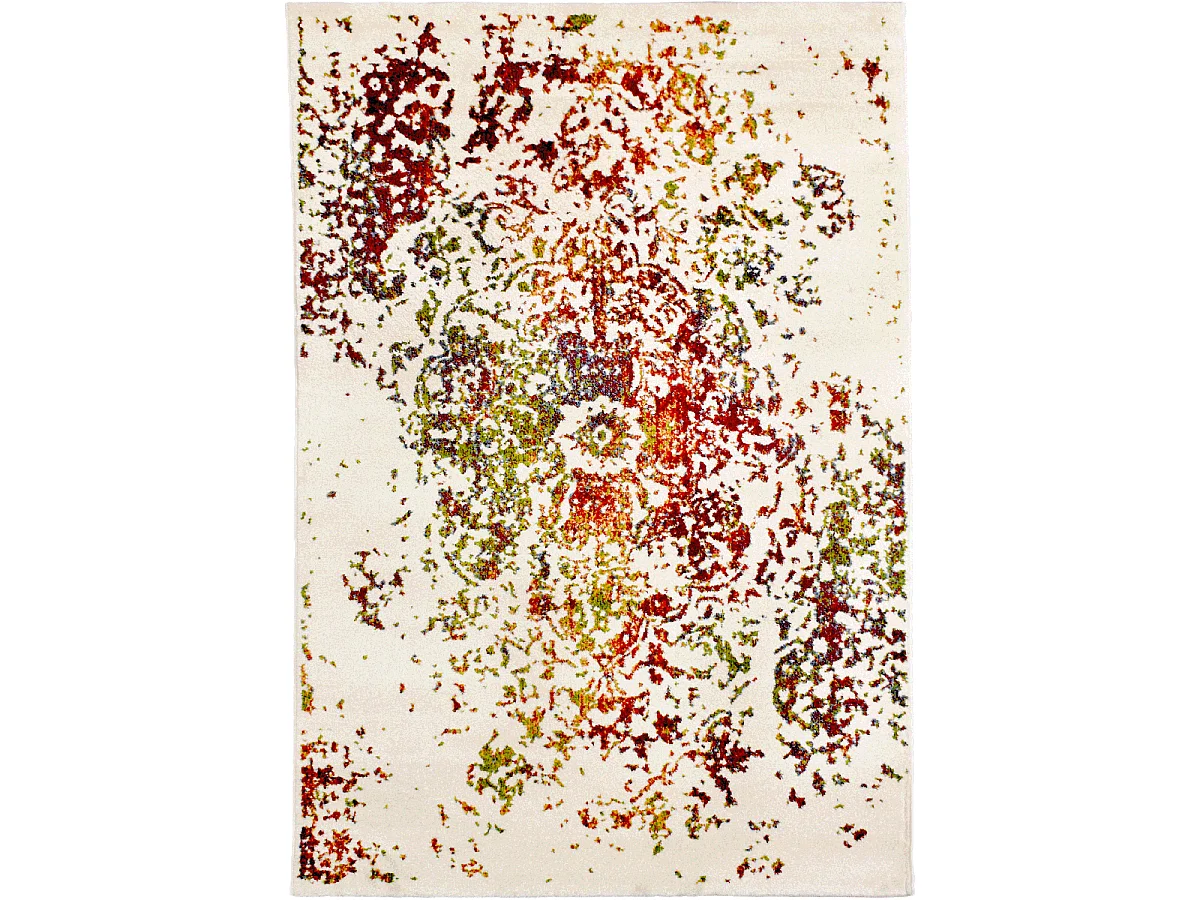 Tapis oriental Ø160cm rond multicolore tissé motif ancestral DESTRUCT 2