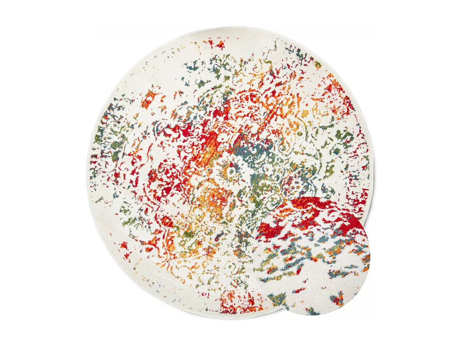 Tappeto orientale Ø160 cm rotondo tessuto multicolore motivo ancestrale DESTRUCT 2