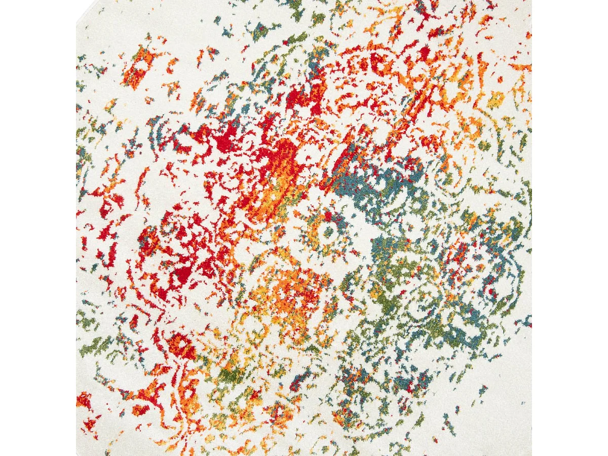 Tapis oriental Ø160cm rond multicolore tissé motif ancestral DESTRUCT 2