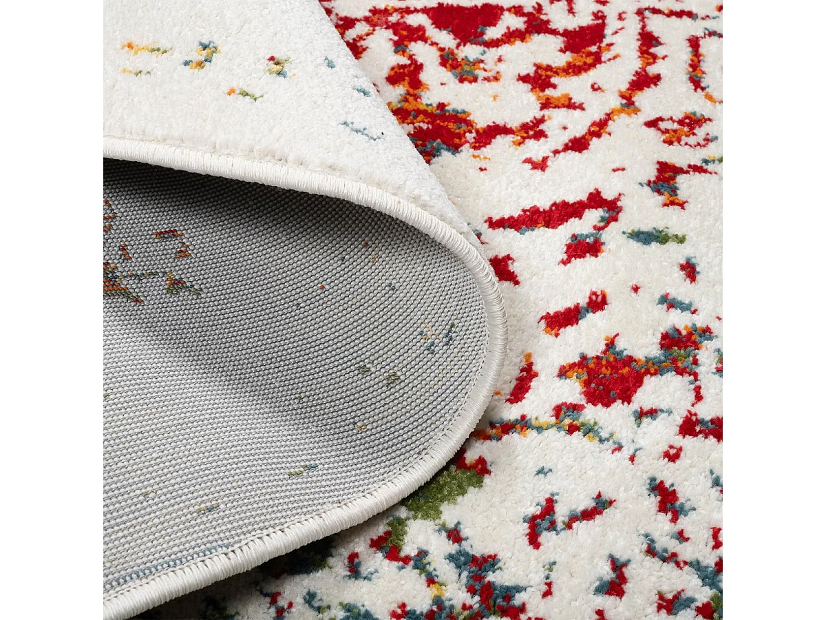 Tapis oriental Ø160cm rond multicolore tissé motif ancestral DESTRUCT 2