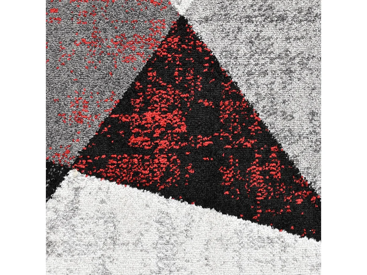 tappeto da soggiorno 200x280 motivo geometrico rettangolare intrecciato grigio e rosso ROSALINE