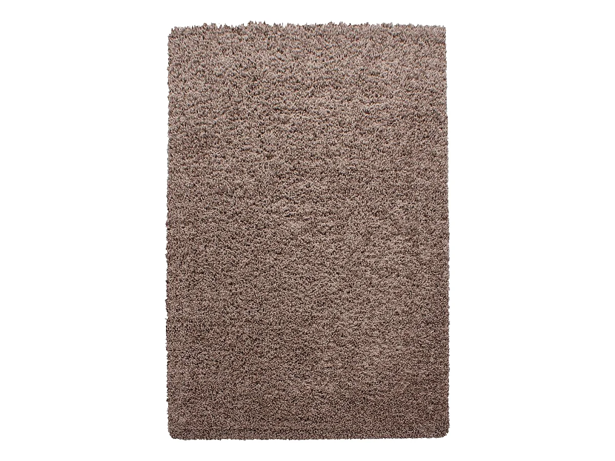 Tapis poils longs shaggy Ø120cm rond tissé marron clair motif uni UNI C