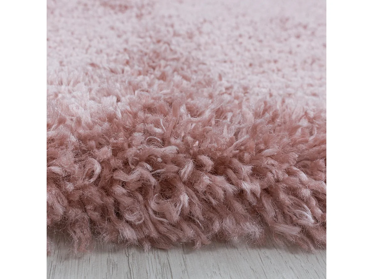Tapis poils longs shaggy 140x200 rectangle tissé rose motif uni UNI B