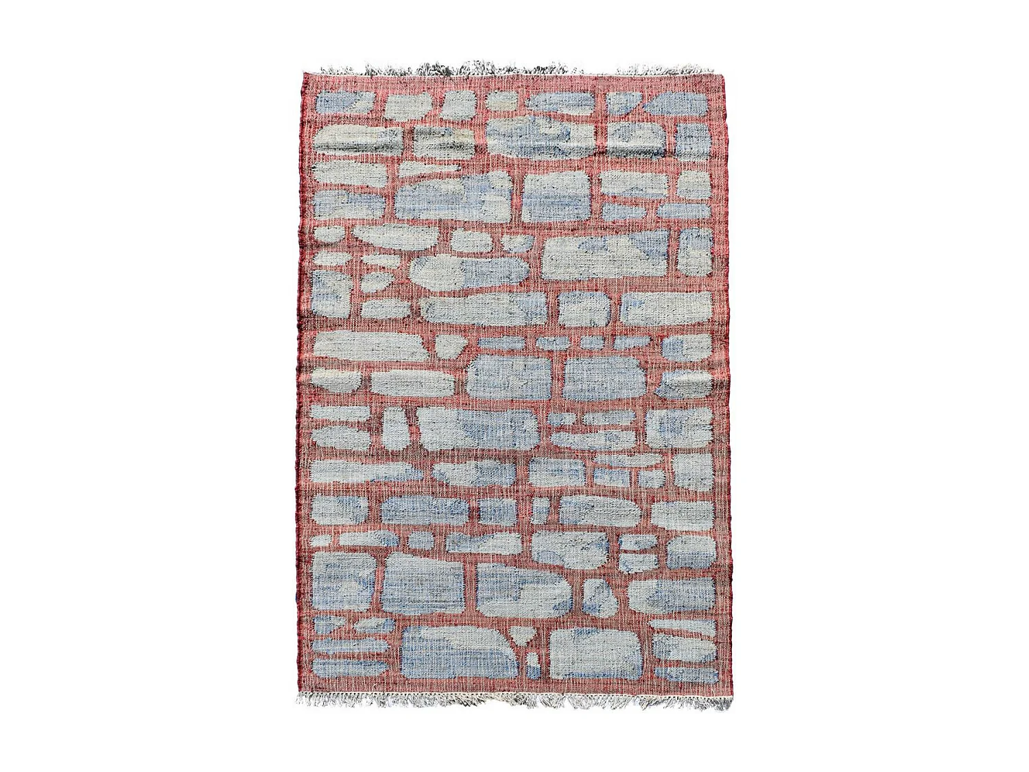 Tapis en jute 240x340 fait à la main bleu et gris JUTAP