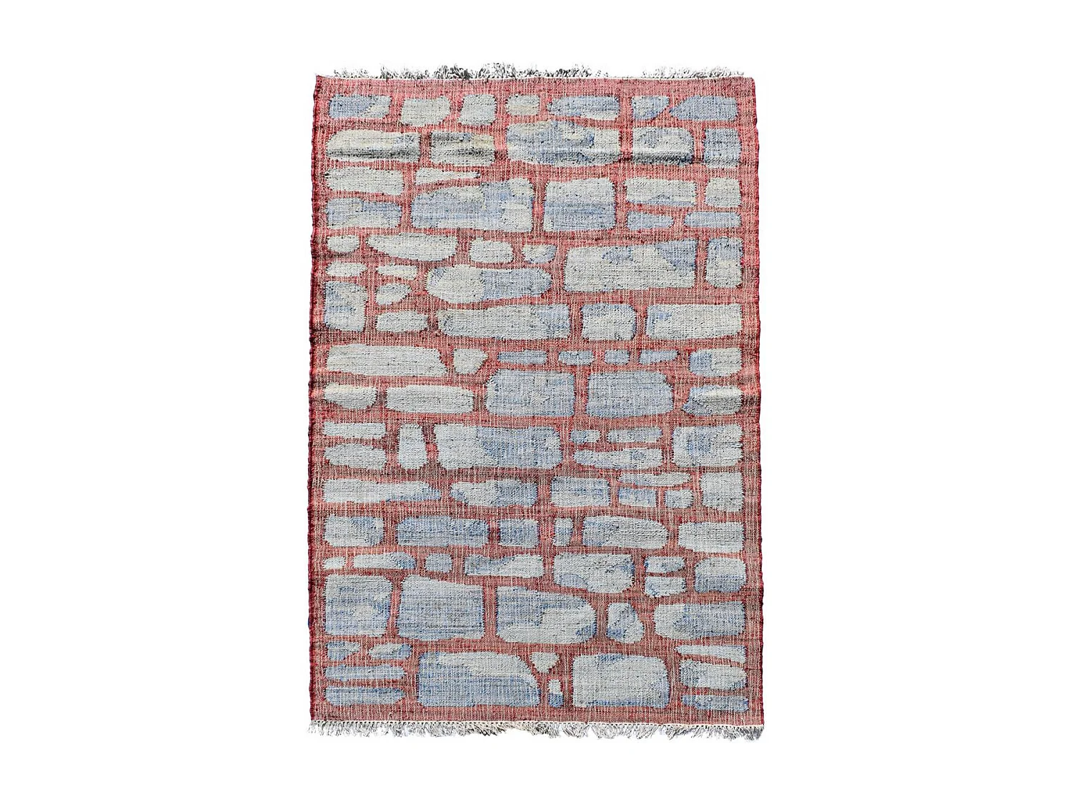 Tapis en jute 240x340 fait à la main bleu et gris JUTAP