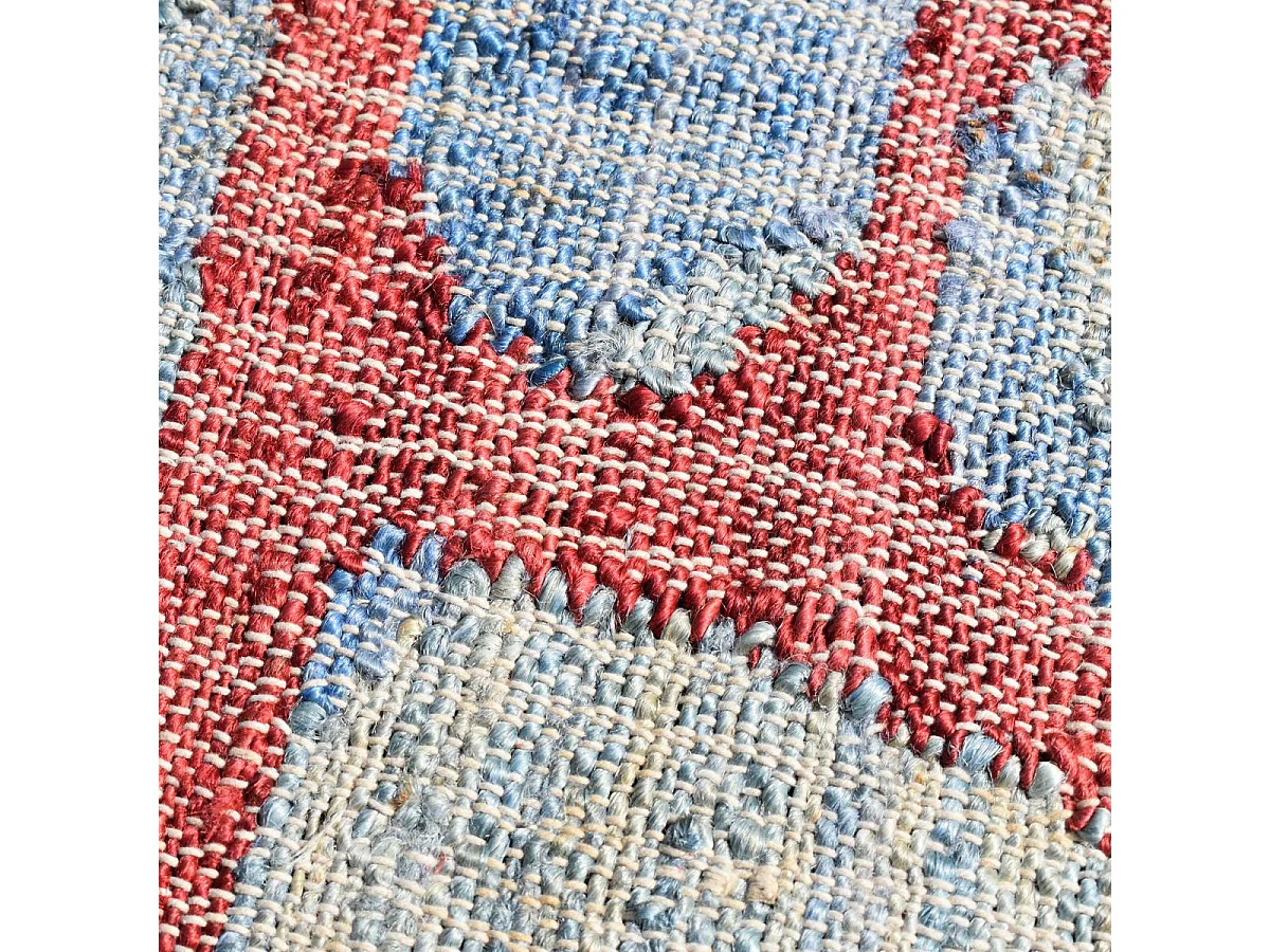 Tapis en jute 240x340 fait à la main bleu et gris JUTAP