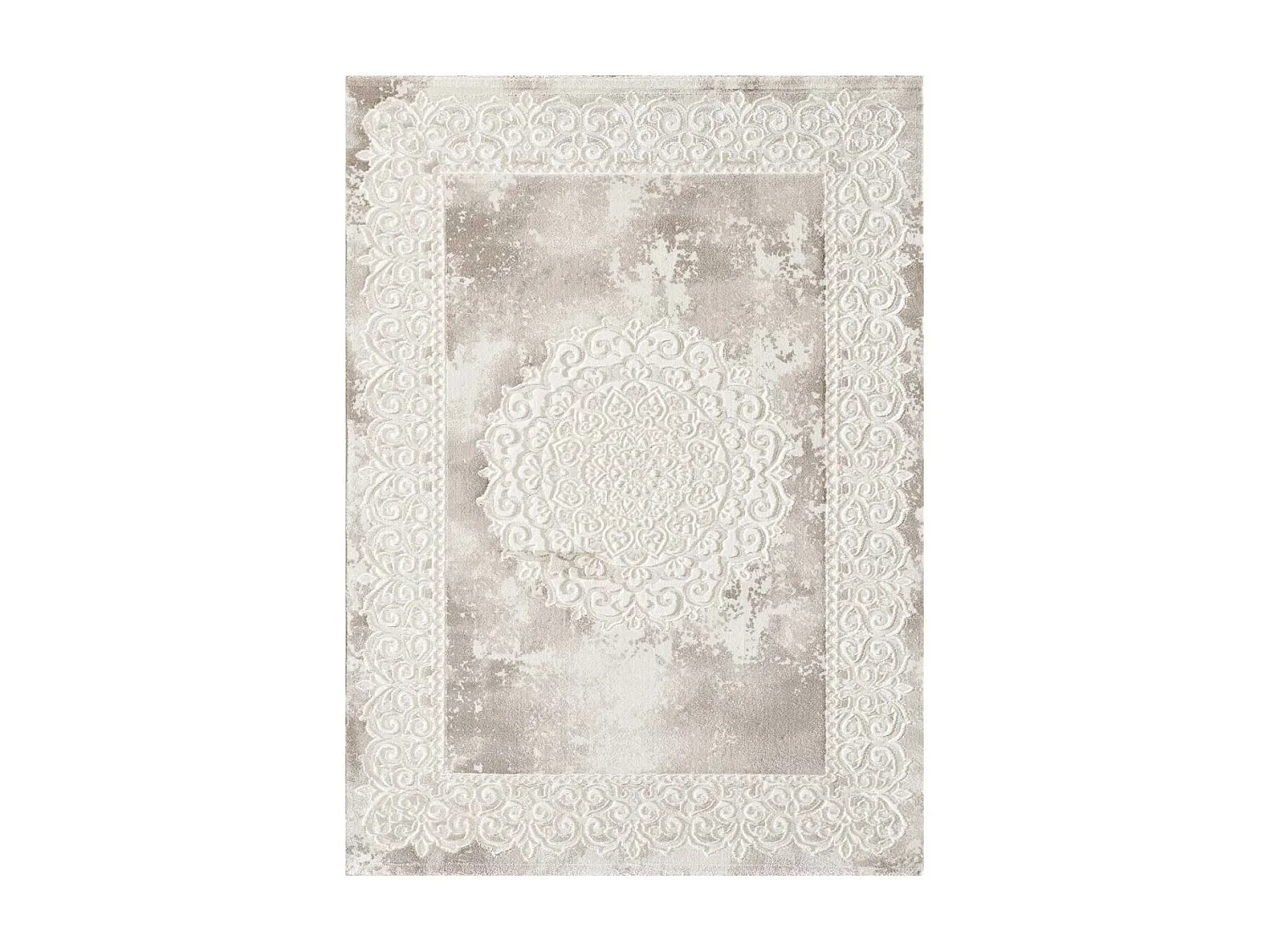 Tapis oriental Ø200cm rond beige tissé motif ancestral LYN7 BALROD