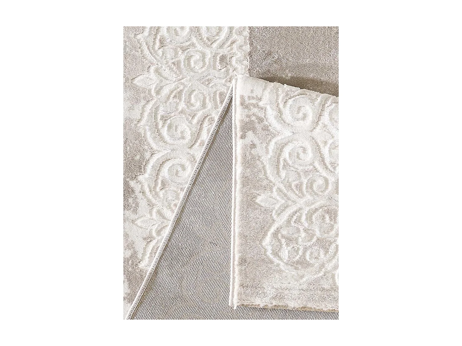 Tapis oriental Ø200cm rond beige tissé motif ancestral LYN7 BALROD