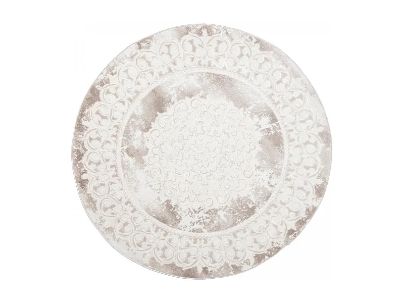 Tapis rond oriental Ø200cm beige tissé motif ancestral LYN7 BALROD