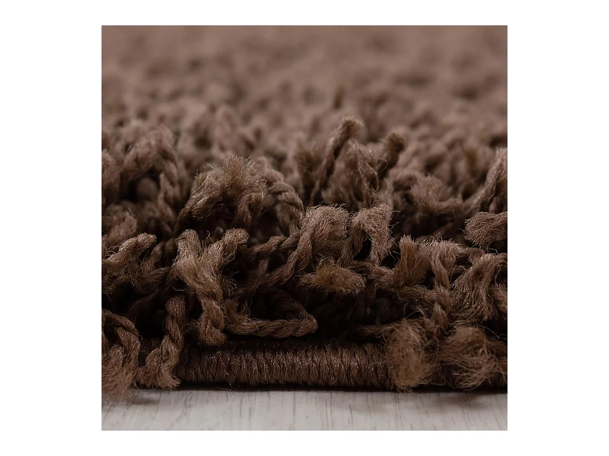 Tapis poils longs shaggy 160x230 rectangle tissé marron motif uni UNI L