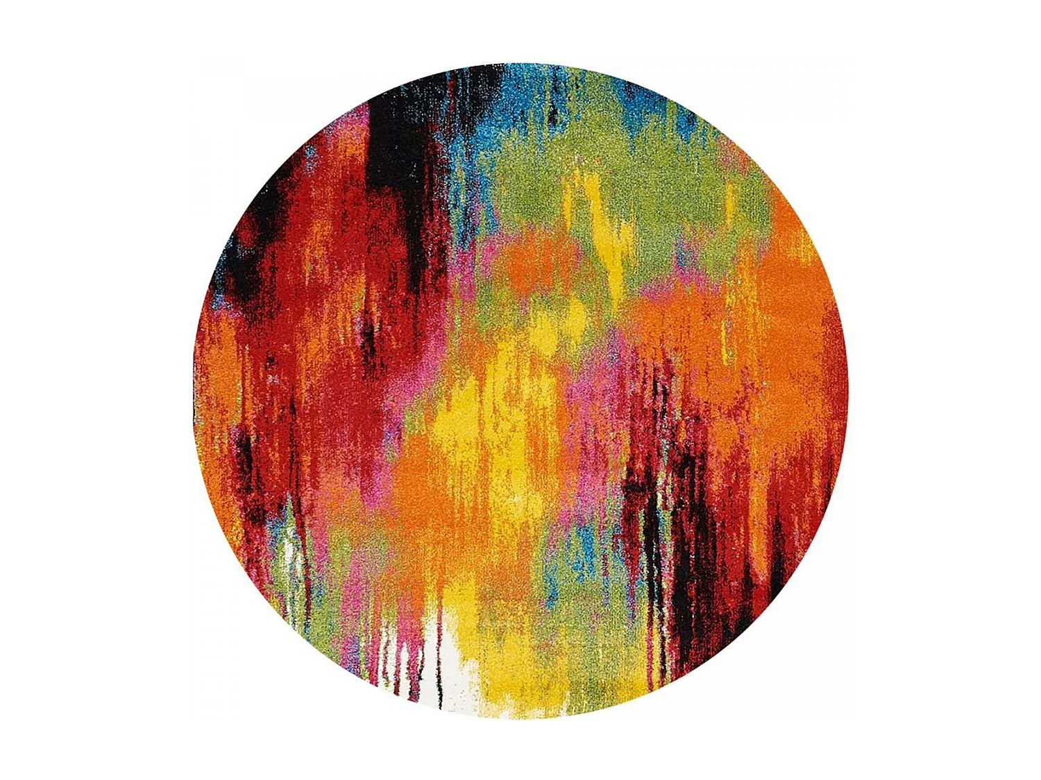 tapis chambre Ø100cm tissé multicolore rond motif géométrique BELO 1