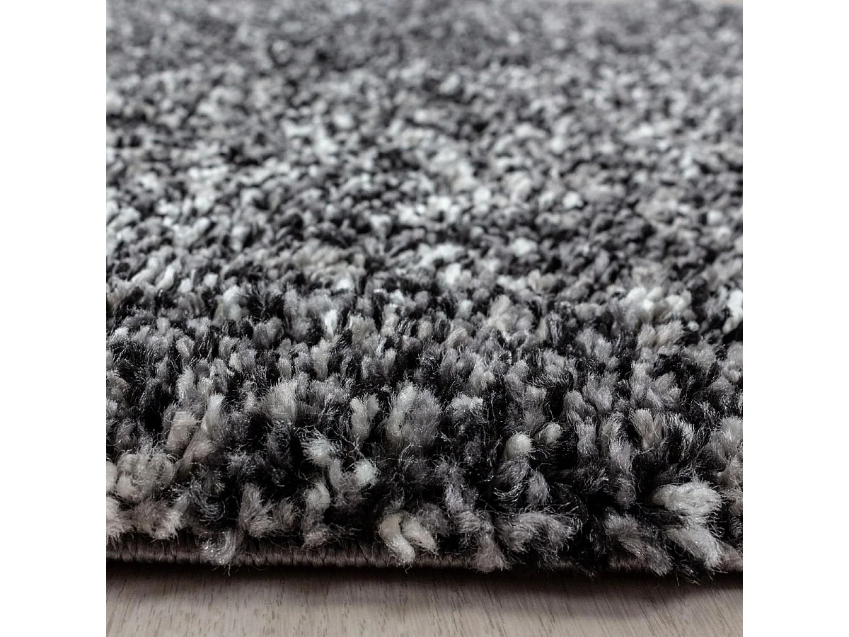 Tapis poils longs shaggy 120x170 rectangle tissé anthracite motif faux uni