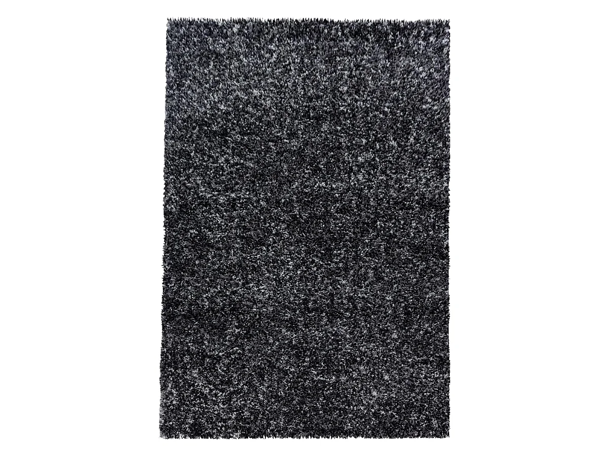 Tapis poils longs shaggy 120x170 rectangle tissé anthracite motif faux uni