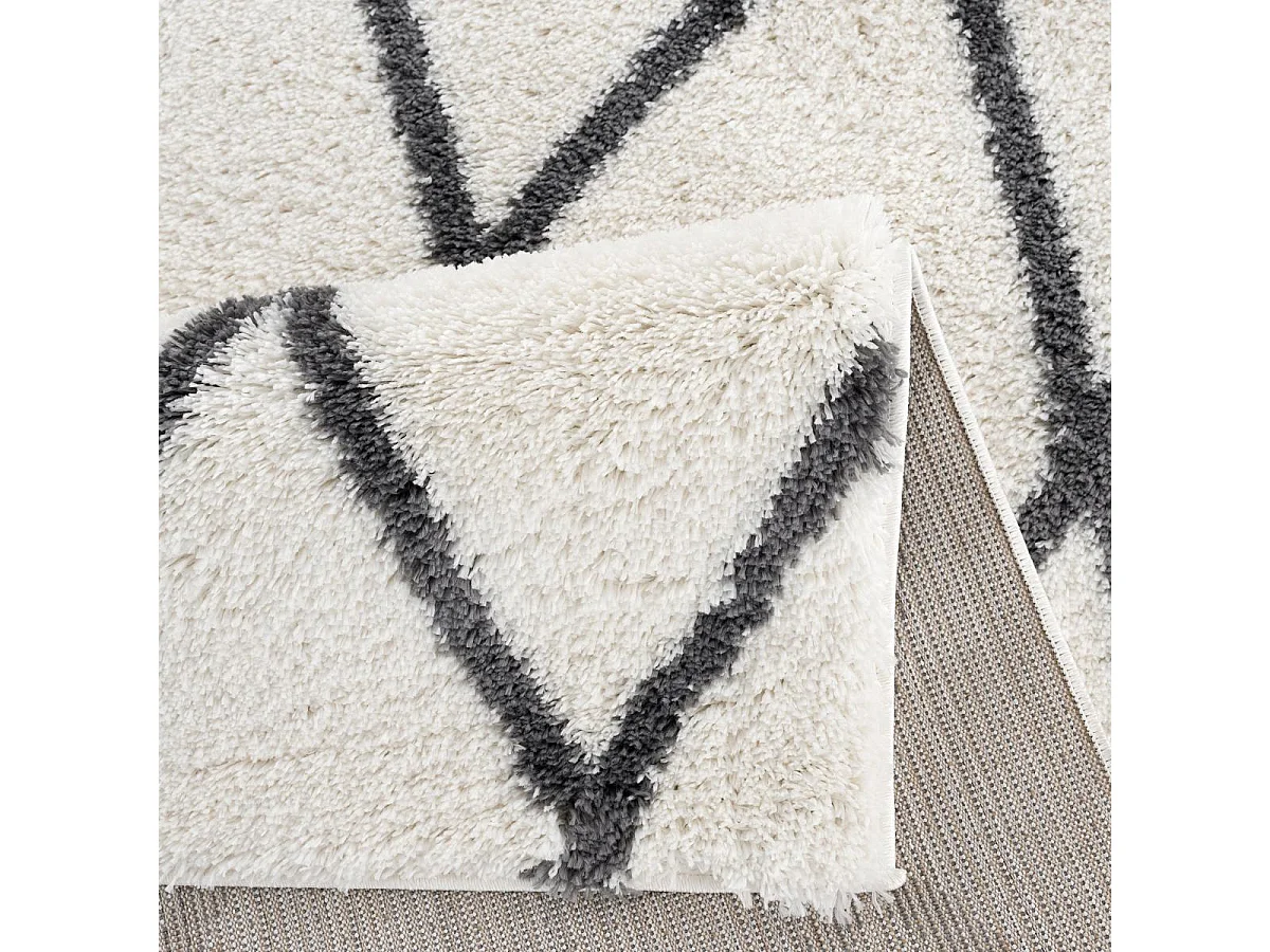 Tapis berbère 80x150 tissé motif ethnic LYN4 BENYLE A crème