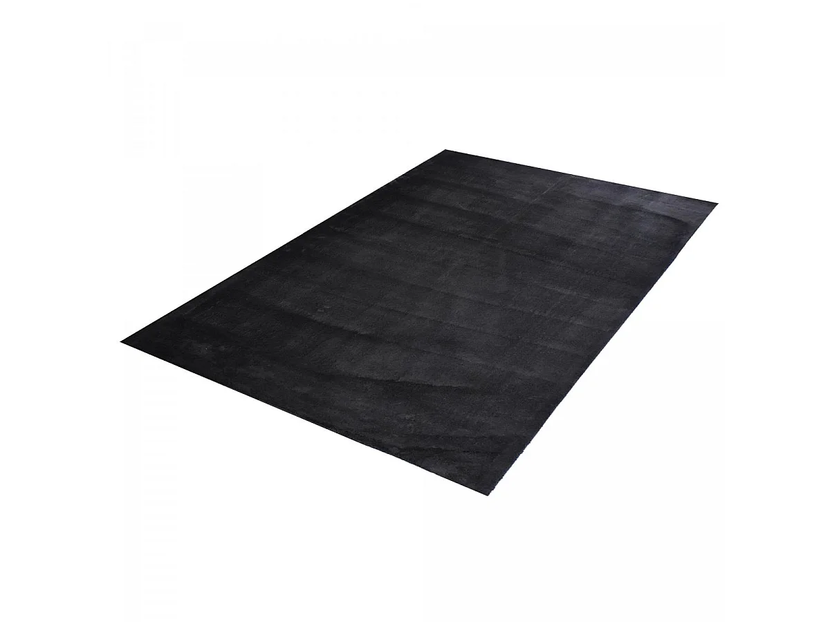 Tappeto shaggy a pelo lungo 80x150 rettangolo tessuto nero a tinta unita LOFTUNI