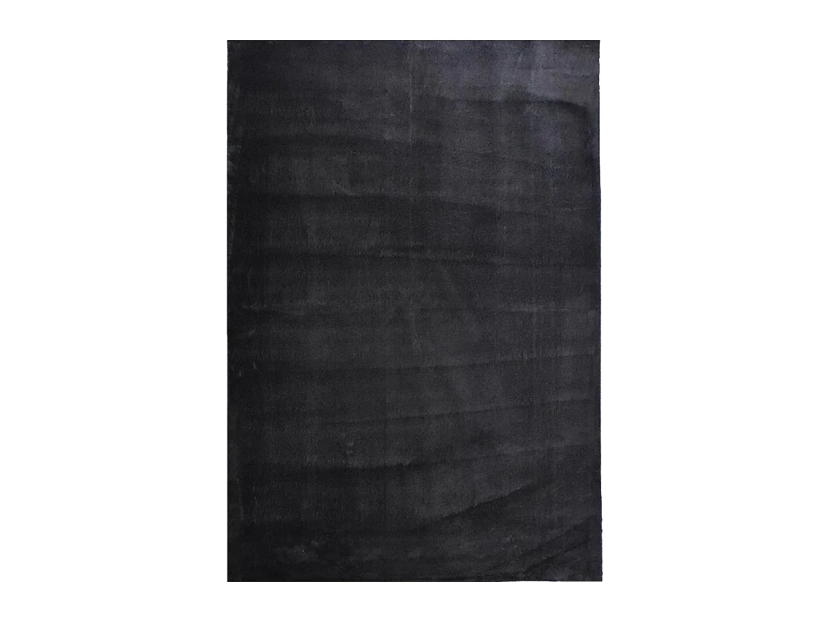Tapis d'entrée LYN10 LAVABLE 80x150 soyeux et doux, tapis noir uni à l'aspect : Shaggy