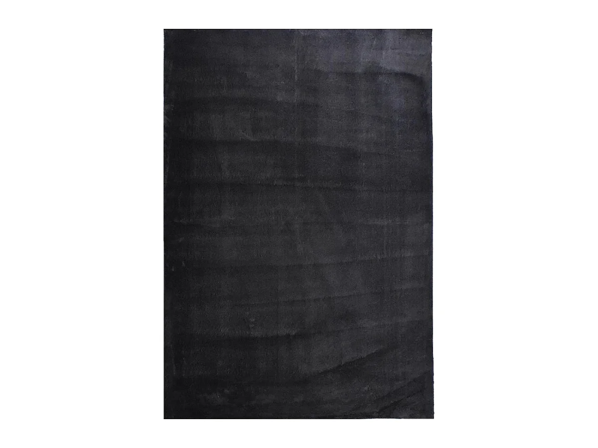 Tappeto shaggy a pelo lungo 80x150 rettangolo tessuto nero a tinta unita LOFTUNI