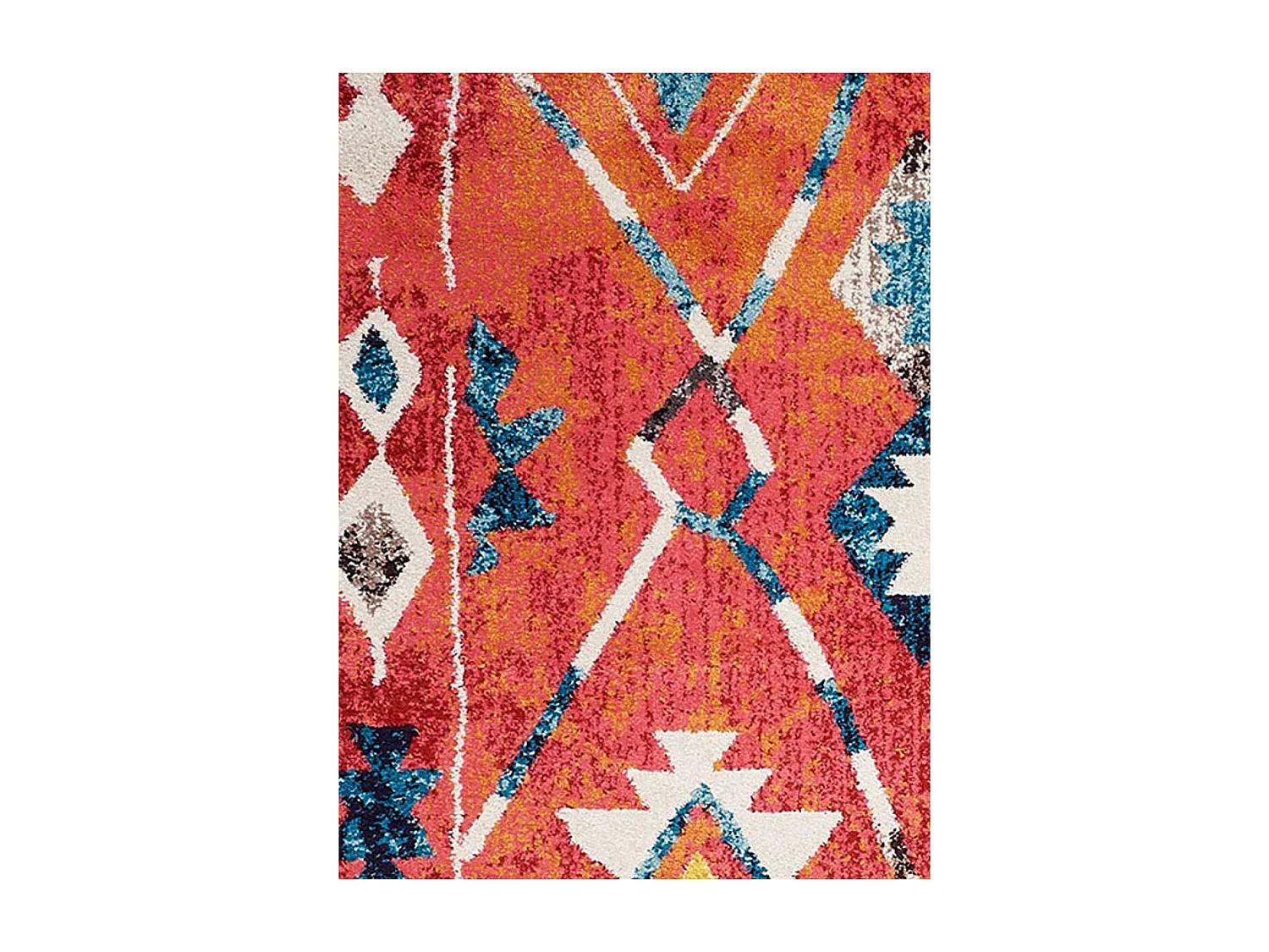 Tappeto berbero 240x340 motivi tribali intrecciati OURIKA blu e giallo