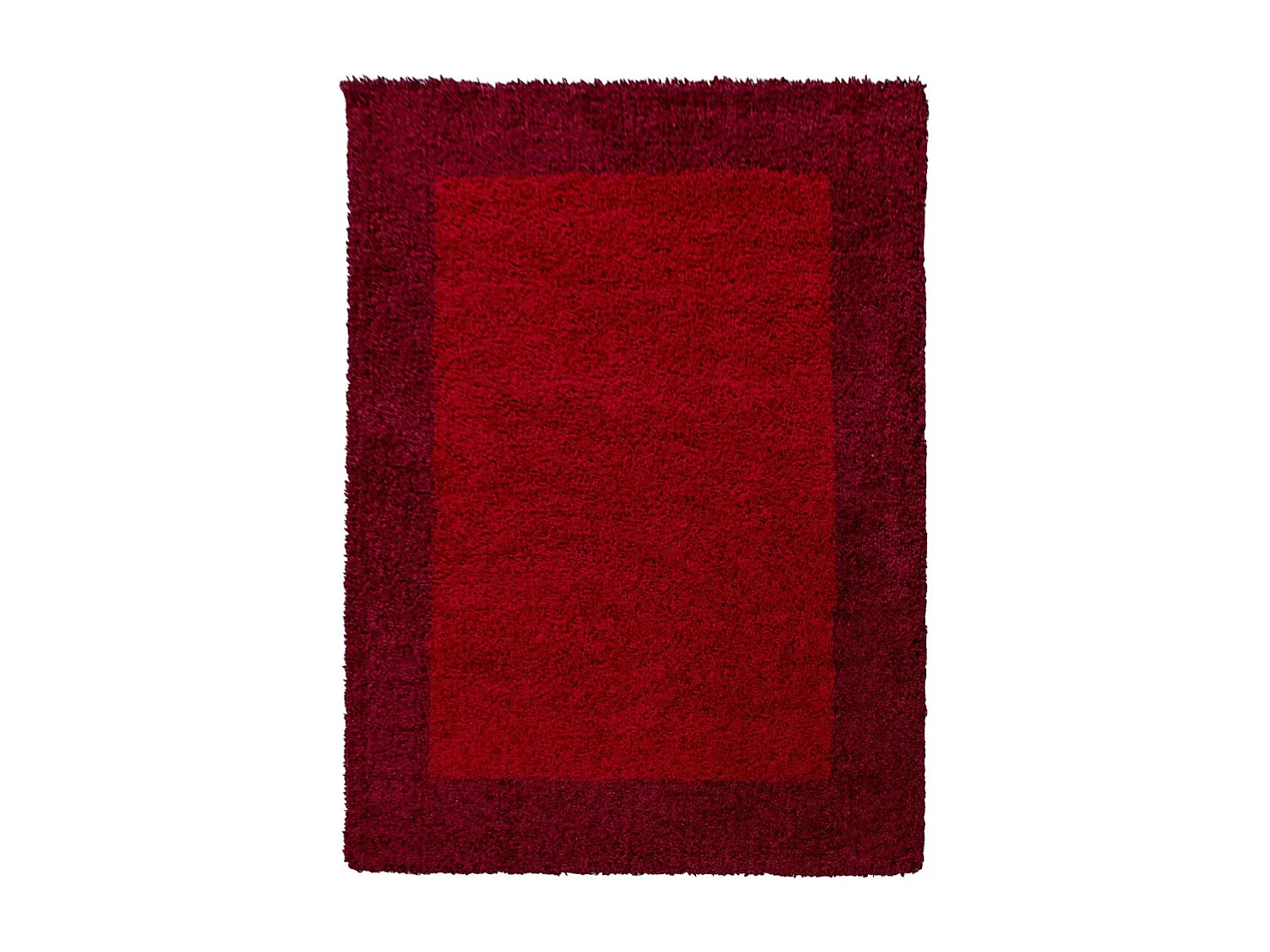 Tapis poils longs shaggy 120x170 rectangle tissé rouge clair et rouge foncé