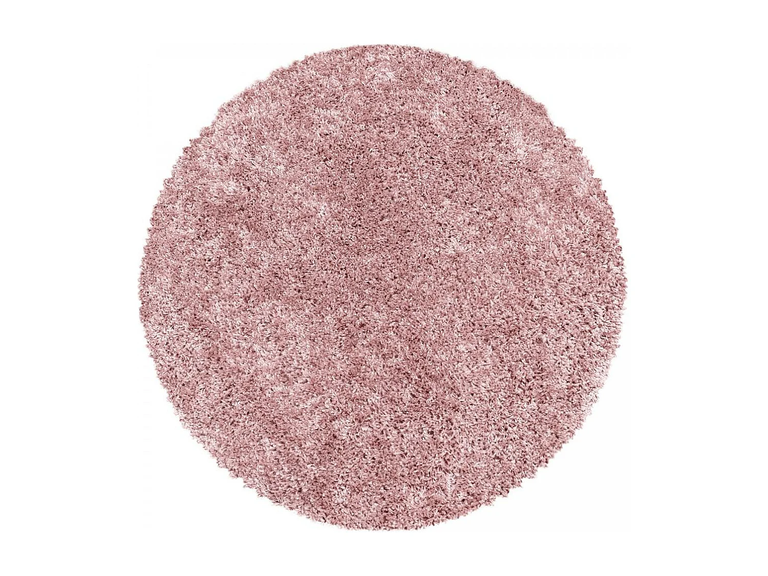 Tapis poils longs shaggy Ø120cm rond tissé rose motif uni UNI I